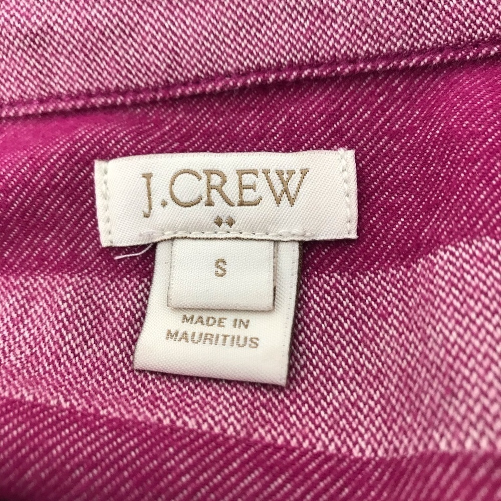 J. Crew Pink Red Striped Heavy Weight Flannel Button Down Shirt Size Small - Picture 6 of 8